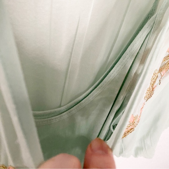 MISS JUNE PARIS SHEER SEA FOAM EMBELLISHED MAXI DRESS SIZE 2 - Picture 5 of 11